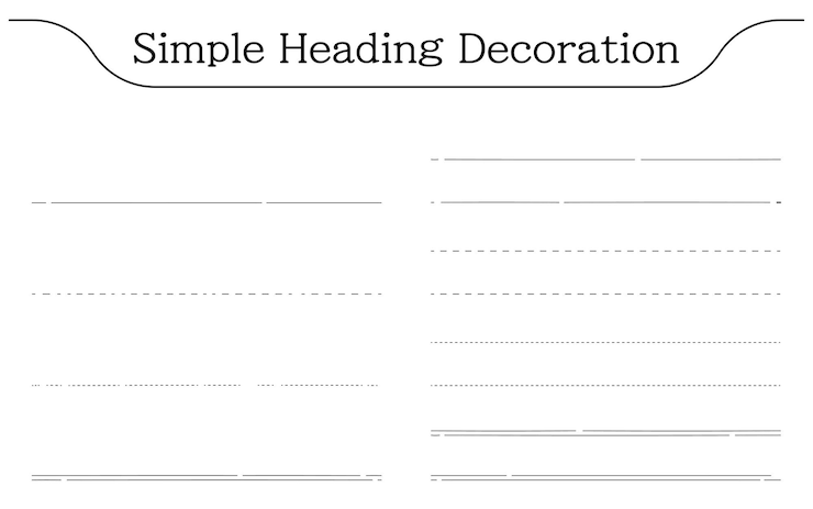 Vector estilo simple escrito a mano gobernado y decorado con subrayados, líneas punteadas, líneas discontinuas, etc.