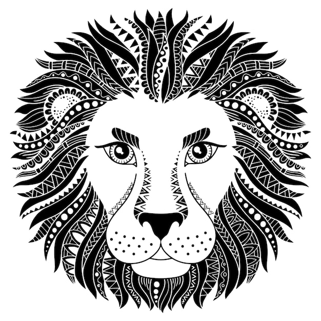 Vector estilo de tatuaje. silueta de vector de león aislado sobre fondo blanco. leo signo del zodíaco