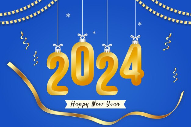 Estilo de texto 2024 con vector de fondo azul