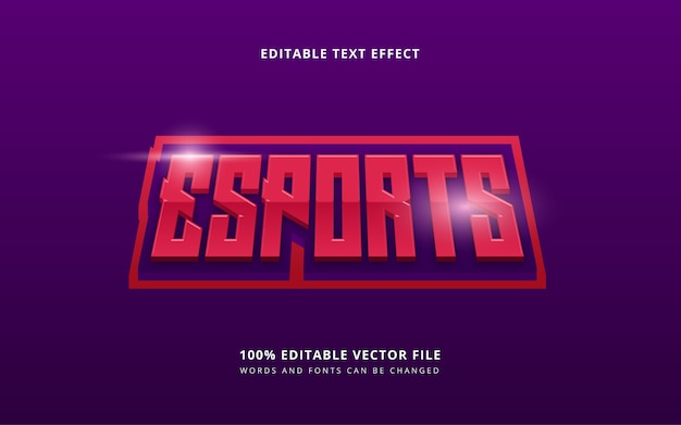 Vector estilo de texto 3d e-sport con palabras y fuentes editables