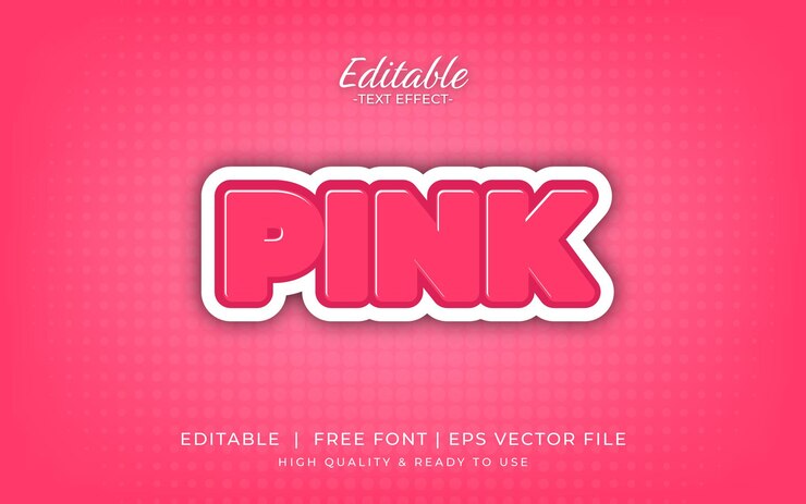 Vector estilo de texto 3d rosado efecto de estilo de texto editable
