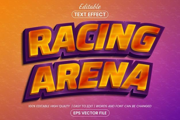 Estilo de texto de arena de carreras 3d efecto de texto editable