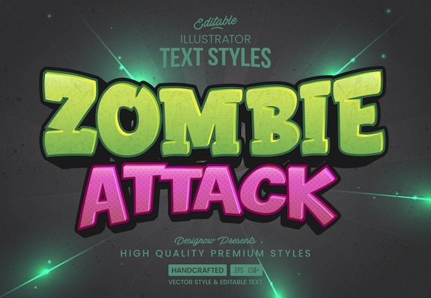 Vector estilo de texto de ataque zombie
