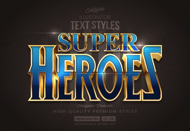 Vector estilo de texto azul y dorado brillante