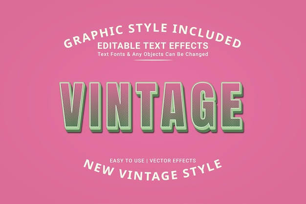 Estilo de texto clásico editable por vectores estilo vintage retro antiguo con estilo gráfico