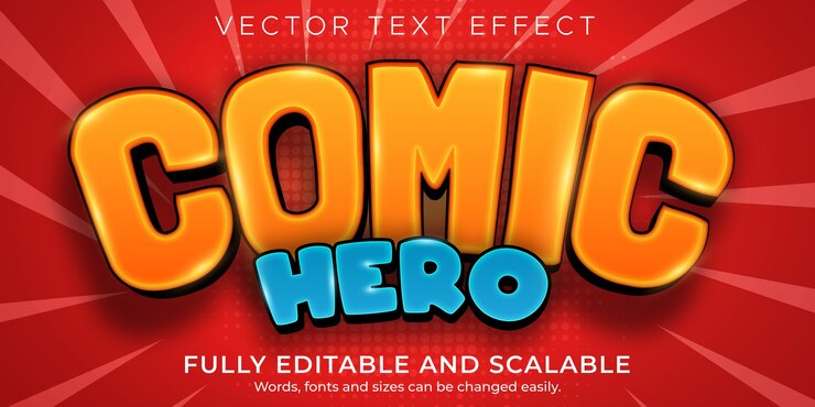 Vector estilo de texto editable de dibujos animados de efecto de texto cómico