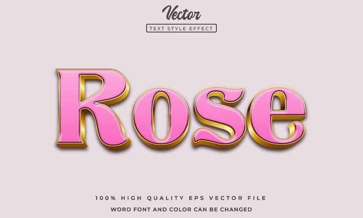 Vector estilo de texto editable en dorado y rosa