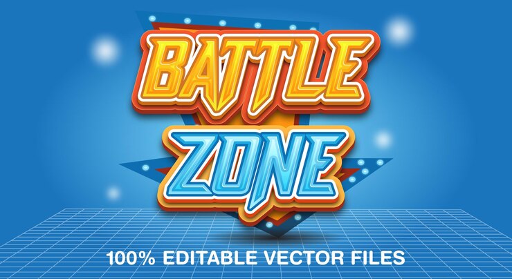 Vector estilo de texto editable con efecto de texto 3d battle zone