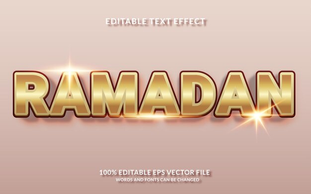 Estilo de texto editable de efecto de texto ramadán 3d