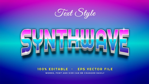 Estilo de texto editable retro synthwave en archivo vectorial eps