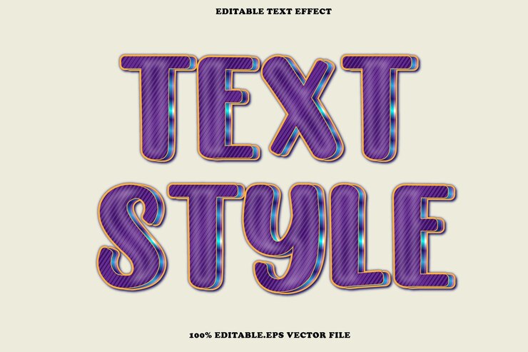 Vector estilo de texto efecto de texto editable estilo degradado de relieve 3d
