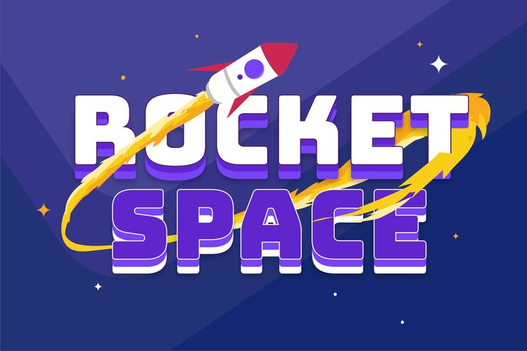 Vector estilo de texto de espacio de cohete vectorial