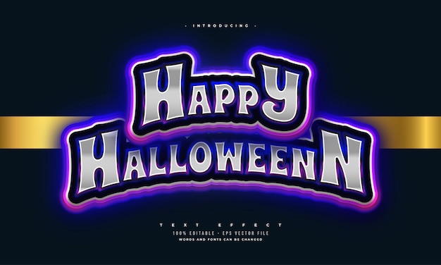 Estilo de texto de feliz halloween con efecto de neón brillante colorido efecto de texto espeluznante y de terror editable