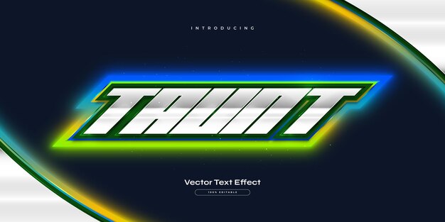 Estilo de texto de juego colorido editable con efecto de neón brillante Efecto de texto de deporte