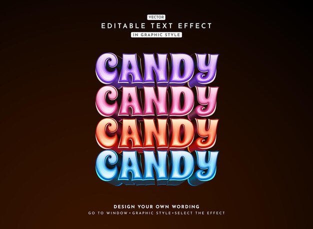 El estilo de texto del juego de logotipo de caramelos de fantasía 3D moderno
