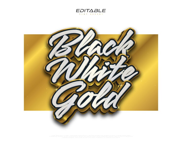 Vector estilo de texto de lujo en blanco y negro con efecto 3d efecto de estilo de texto editable