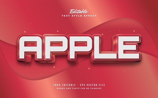 Estilo de texto de manzana roja con efecto 3D y relieve. Efecto de texto editable