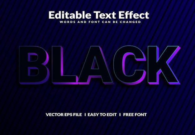 Vector estilo de texto negro para el texto del título del cartel promocional y el texto del logotipo texto editable vector premium