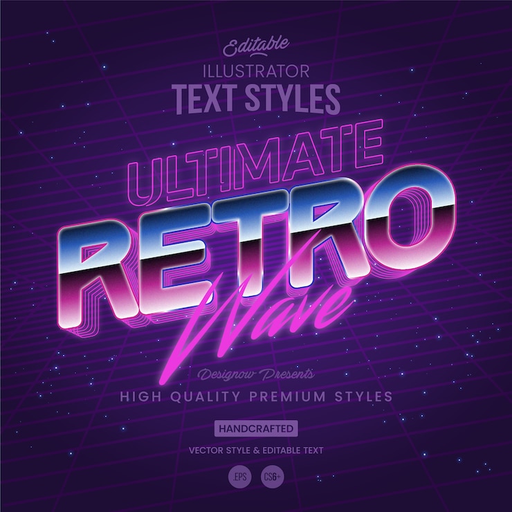 Vector estilo de texto de onda retro