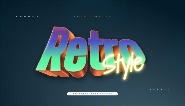 Estilo de texto retro colorido con efecto 3D y neón Efecto de estilo de texto editable