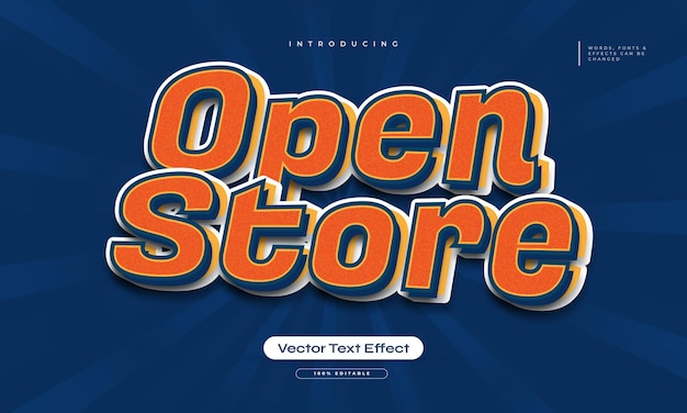 Estilo de texto retro editable en azul y naranja con efecto de relieve 3D