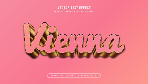Estilo de texto rosa y dorado con efecto de relieve