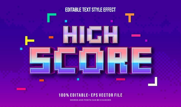 Estilo de texto del tema Pixel 8bit. Efecto de estilo de texto editable vectorial.