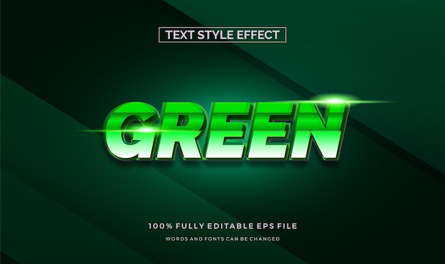 Estilo de texto de tema verde brillante. Efecto de estilo de texto editable vectorial.