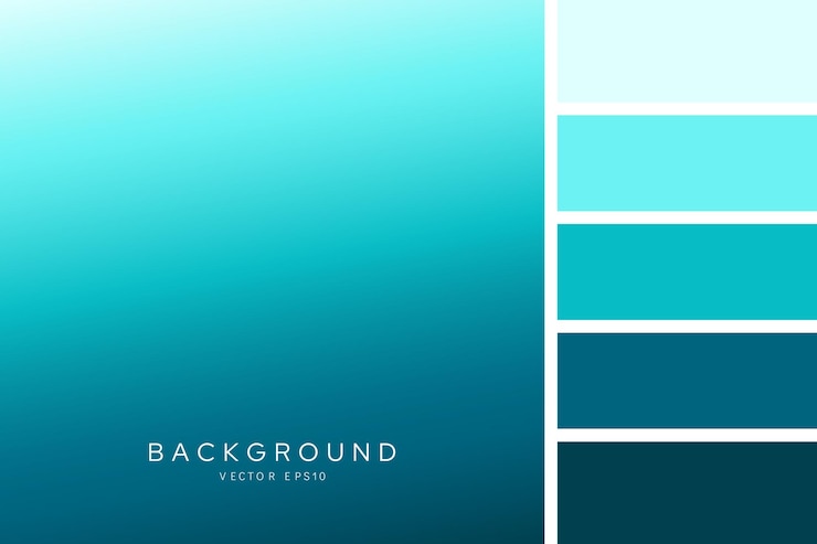 Vector estilo de transición de color de fondo de gradiente azul turquesa con paletas
