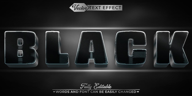 Estilo de Vector Negro Editable plantilla de efecto de texto