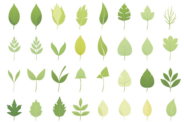 Estilo vectorial de los íconos de la hoja verde