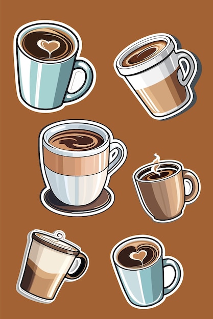 Estilo vectorial de la pegatina de la taza de café