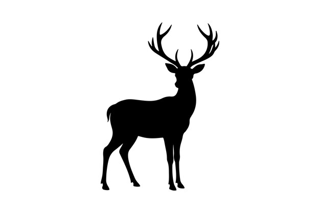 Estilo vectorial de silueta del icono del ciervo con fondo blanco