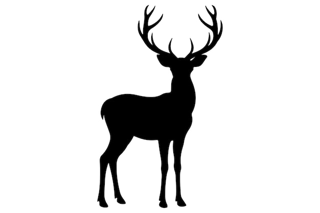 Estilo vectorial de silueta del icono del ciervo con fondo blanco