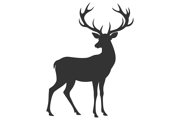 Estilo vectorial de silueta del icono del ciervo con fondo blanco