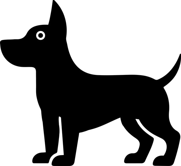 Estilo vectorial de silueta de perro con fondo blanco
