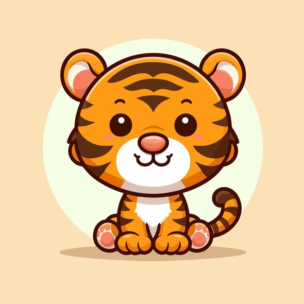 Vector estilo vectorial sonrisa de tigre mascota muy linda