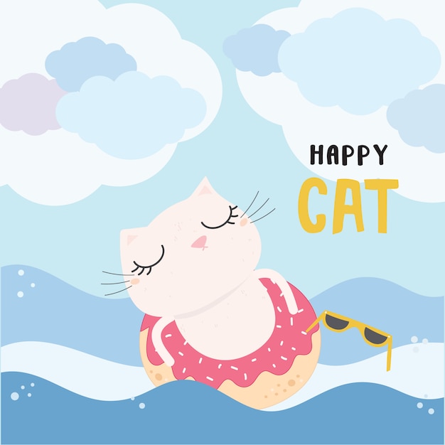estilo de verano feliz gato