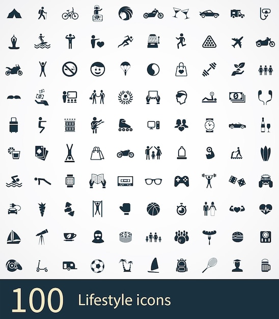 Estilo de vida 100 íconos conjunto universal