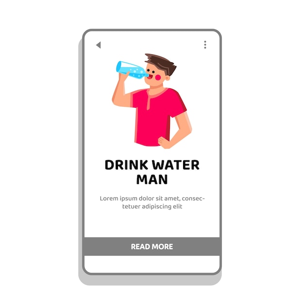 estilo de vida beber agua hombre vector salud fresco refresco retrato adulto guapo estilo de vida beber agua hombre web plano dibujos animados ilustración