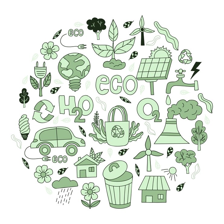 Vector estilo de vida ecológico escripturas ecológicas sin plástico, verde, conceptos de cero residuos, reducir la reutilización, rechazar el eco