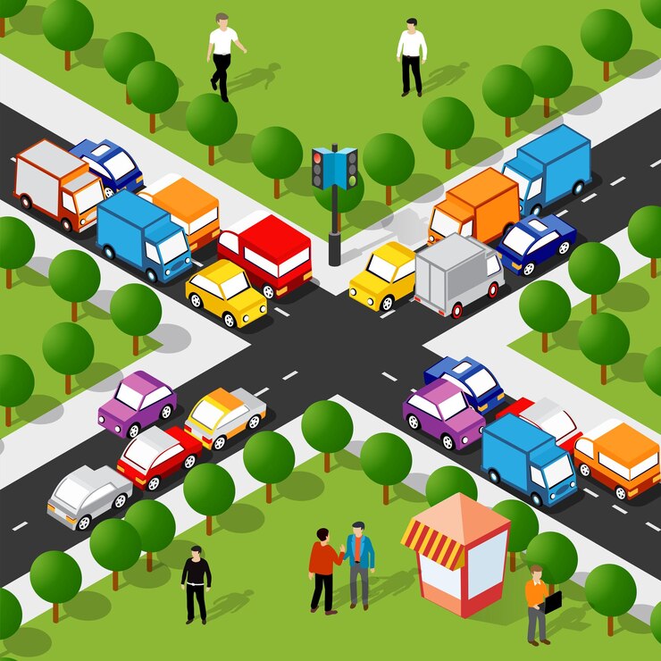 Vector estilo de vida encrucijada ilustración de la manzana de la ciudad con la gente