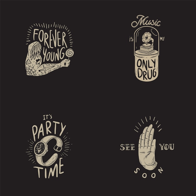 Estilo de vida Enjoy Happiness Motivation Inspiration Word Ilustración gráfica