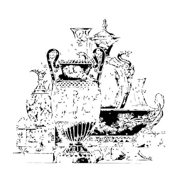 Estilo de vida de lujo aristocrático con estatuas de jardín de muebles de diseño de casas medievales