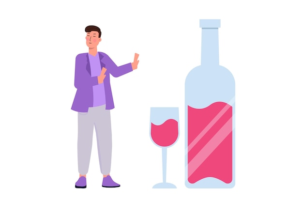 Vector estilo de vida saludable y dejar de beber concepto ilustración vectorial