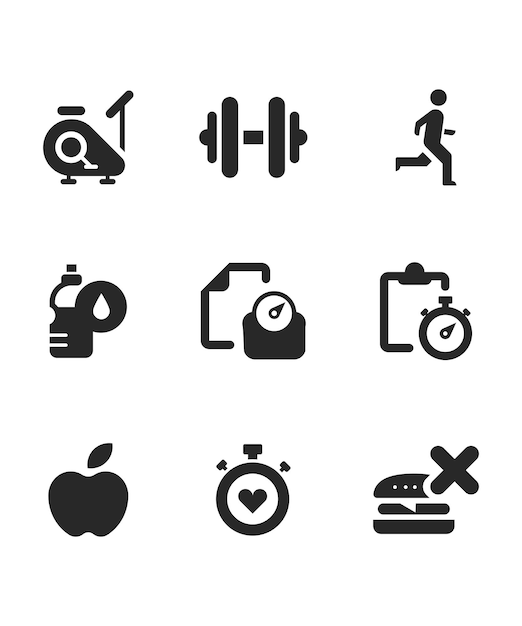 Estilo de vida saludable Iconos ilustración de acciones