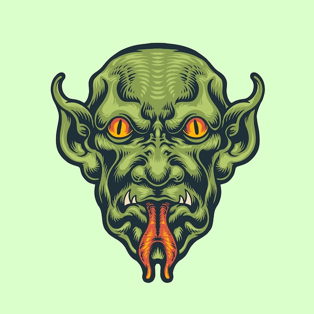 Vector estilo vintage cabeza demonio