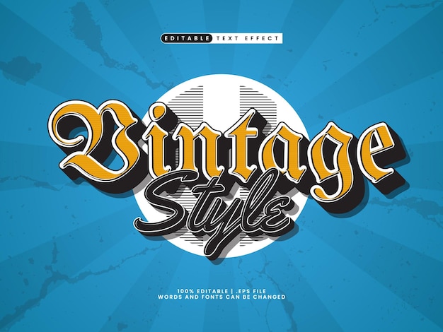 Vector estilo vintage efecto de texto 3d editable en estilo retro