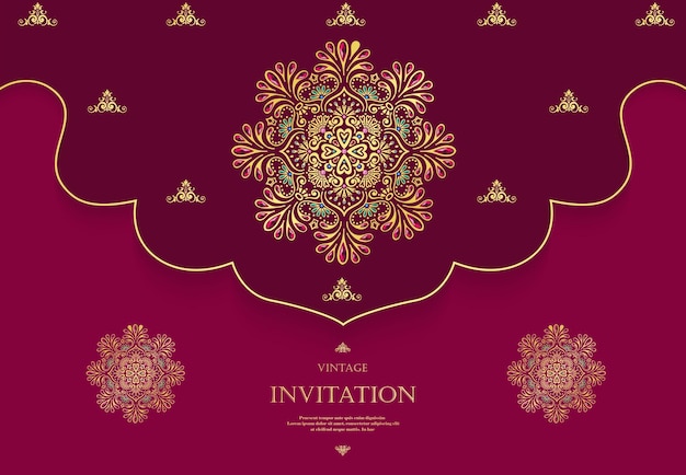 Estilo vintage de tarjeta de boda o invitación con cristales patrón abstracto vector de fondo eps10