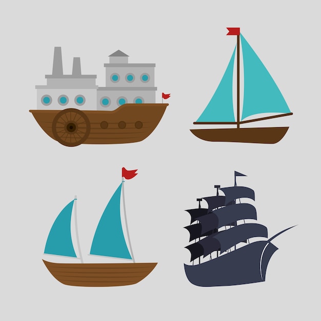 Estilos de barcos set icon